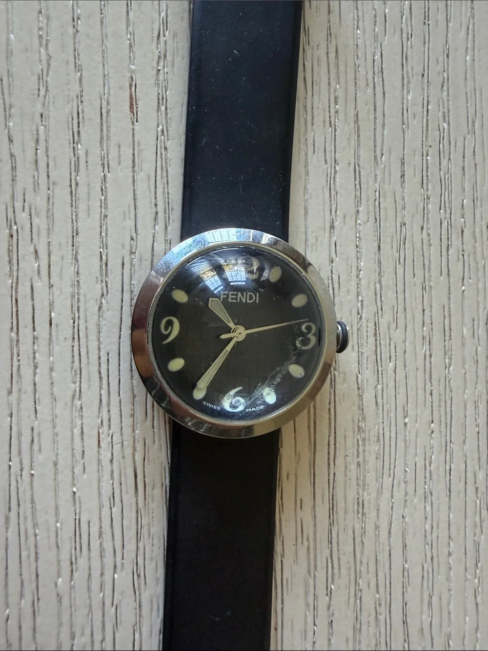 Fendi watch with bubble face and black strap